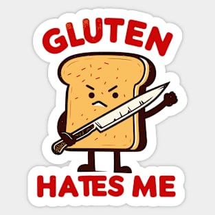 Kawaii Gluten Hates Me Sticker